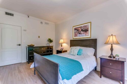 Bedroom in Astoria Park senior living apartment