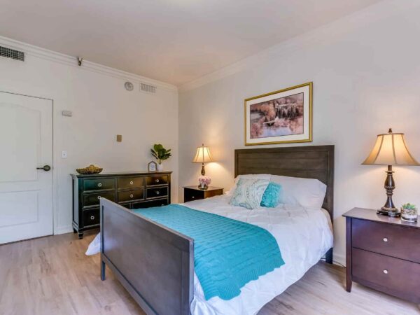 Bedroom in Astoria Park senior living apartment